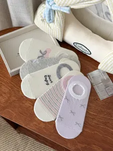 Japanische stil schleife damensocken sommer dünne atmungsaktive baumwollsocken unsichtbar