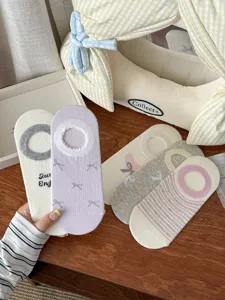 Japanische Schleife niedrige Socken Damen Sommer dünne flache Anti-Rutsch Baumwollsocken Detail.