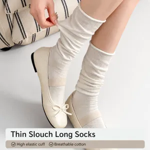 Damen Casual Baumwolle Crew Socken Einpfarbig Atmungsaktiv Hohe Elastizität Koreanischer Stil Modische Alltägliche Socken