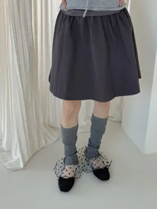 Women spring summer thin leg warmers lace polka dot ruffle stack socks JK Lolita style.