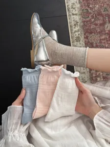 Sommer dünne Mesh-Socken mit süßem Rüschenrand atmungsaktiv modisch gestapeltes Design