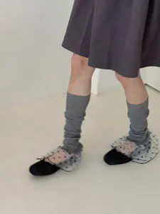 Gray ribbed slouch socks women leg warmers casual daily wear fashion hosiery apparel