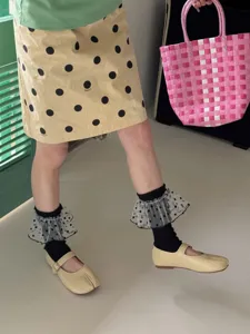 Spring summer thin calf leg warmers ruffle polka dot lolita cute socks for women style.