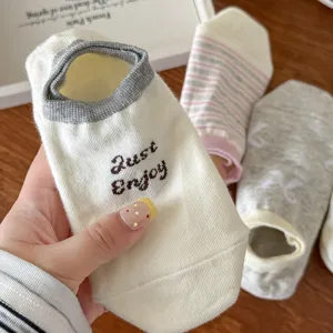 Japanische süße Schleife Boot Socken für Damen, Sommer dünne flache atmungsaktive Baumwollsocken.