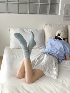 Breathable mesh mid-calf socks for women, cute heart embroidery sweet Japanese style hosiery.
