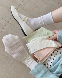 Frühling Sommer ultradünne Damen einfarbige atmungsaktive Netz Mitte Socken koreanische Socken