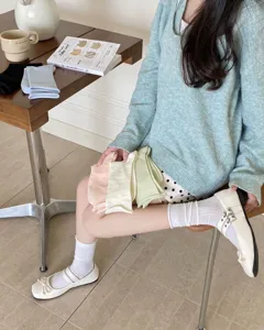 Damen ultradünne Sommersocken einfarbig atmungsaktive Netz-Mittelsocken lässige Stilsocken