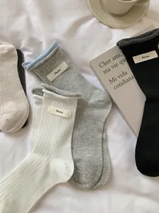 Sommer dünne Baumwollsocken Damen Wadenhöhe gestreift Farbblock süße Alltagssocken atmungsaktiv