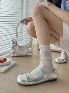 Spring summer thin mesh mid tube slouch socks with cute heart embroidery for sweet women.
