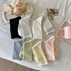 Sommer ultra-dünne Damen einfarbige Mittelsocken atmungsaktive koreanische Stil modische Socken