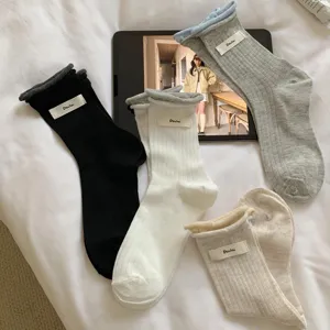 Damen Sommer Dünne Baumwolle Vertikal Gestreifte Crew Socken Atmungsaktiv Farbblock Nahtlose Zehe Lässig Tägliche Socken