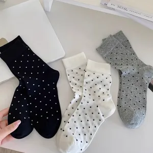 Women Sweet Polka Dot Mid Tube Socks Casual Breathable Polyester Blend Fashion Hosiery Daily Wear Accessory