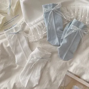 sommer dünne damen spitze schleife mittelsocken süßer ballett stil jk süß strumpfwaren
