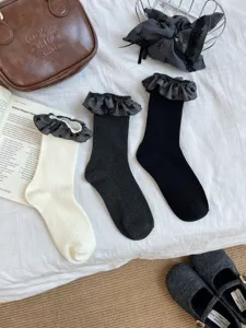 Japanische Damen Rüschen Schleife Wadenstrümpfe Winter süße Lolita Strümpfe modisch
