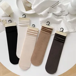 Women's Korean Style Mid-Tube Slouch Socks Solid Color Autumn Winter Casual Fashion Hosiery