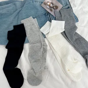 Japanese minimalist ribbed calf socks, sweet JK vertical stripe breathable summer stackable socks.