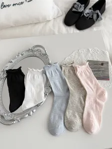 Sommer dünne Mesh-Wadenstrümpfe mit Rüschen-Spitze, koreanischer Ballett-Stil atmungsaktive Socken.