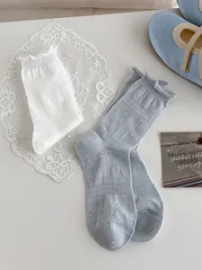 Sommer dünne hohle Mesh Socken mit feinen Spitzenrüschen, atmungsaktive koreanische Ballettsocken.