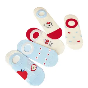 Damen süße Cartoon Baumwolle Bootssocken Sommer dünn rutschfest flache unsichtbare Socken