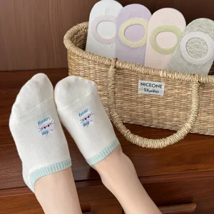 Japanese bow low cut socks for women, summer thin breathable cotton invisible anti-slip socks.