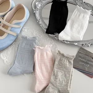 Sommer dünne Wadenlänge Netz atmungsaktiv Spitze Stapelsocken koreanischen Stil