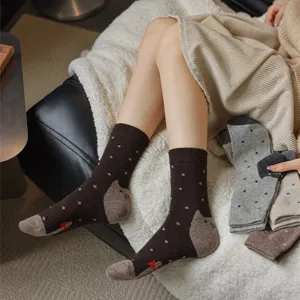 Damen dicke warme Mittelsocken mit süßem Katzenabsatz Design und weicher kuscheliger Fleece.