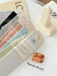 Spring summer thin mid-tube heart colored stacked socks mesh breathable sweet style women socks