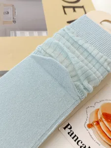 Light blue mesh mid-tube socks, breathable sweet Japanese style stack socks for women summer.