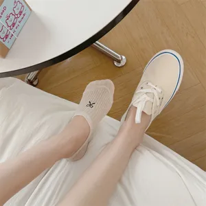 Sommer dünne Schleife bestickte Füßlinge einfarbig süßer Ins Stil atmungsaktive Socken