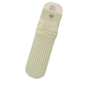 Sweet heart embroidered ribbed slouch socks, breathable casual mid-tube women socks for daily wear.