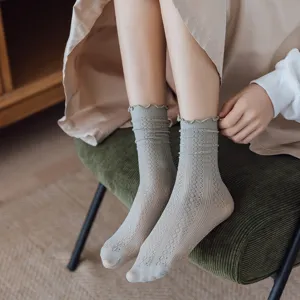 Damen Rüschen Mesh Wadenstrümpfe süß Lolita atmungsaktiv Baumwolle Frühling Sommer Socken