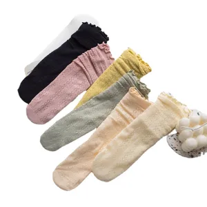 Rüschen spitze socken damen süß lolita atmungsaktiv netz dünn baumwolle socken wadenlang