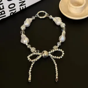 Elegante Kunstparel Strik Telefoon Lanyard Voor Vrouwen Kralen Anti-val Telefoonhoesje Decoratie Ketting Cadeau Tas Sleutelhanger