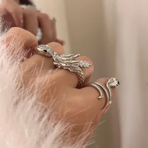Dragon serpiente metal anillo abierto apilable joyas moda mujer estilo cool chic nuevo
