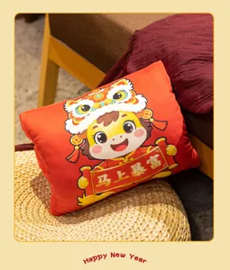 Cartoon year of the horse plush hand warmer pillow cute mascot cushion for home decor.