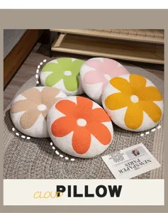 Joli coussin peluche fleur dessin animé doux rond coussin de sol canapé chambre décor