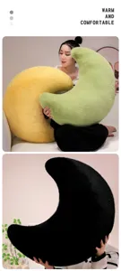 Soft crescent moon plush throw pillow cartoon cushion for home sofa decoration comfortable toy.