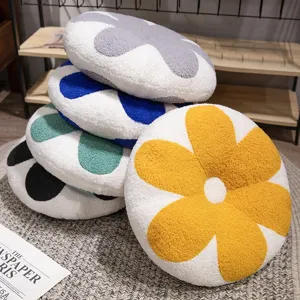Coussin rond mignon oreiller en peluche duveteux tapis de sol doux pour canapé salon