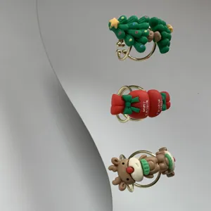 Weihnachten Cartoon Harz Ringe Set mit süssen Baum Elch und Bonbon Designs Damen