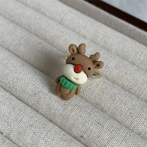 Süßer Cartoon Weihnachts Rentier Harz Ring modischer kawaii Finger Schmuck Accessoire