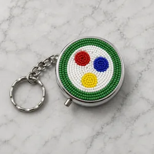 Porte-clés pilulier en métal perlé design palette créatif rangement portable 1pc
