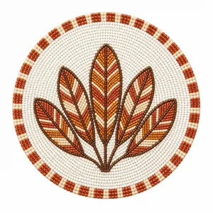 Bohemian Handwoven Glass Seed Bead Coaster Creative Tribal Sun Hamsa Hand Lotus Feather Heat Insulated Table Mat Cup Pad Home Decoration