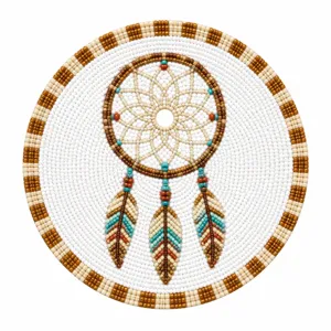 Boho Handgemachte Glasperlen Untersetzer Rund Traumfänger Sonne Mond Böser Blick Dekorativer Tischset