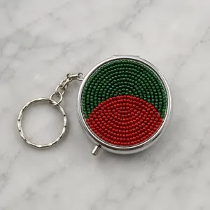 Handgefertigter Metall-Pillendose Schlüsselanhänger mit Perlen, runder Dosenhalter Zubehör.