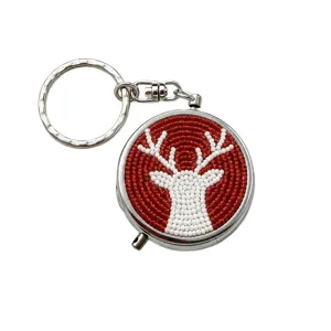Natale Renna Perline Metallo Portachiavi Portapillole Custodia Portatile Graziosa