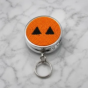 Halloween Perlen Kürbis Metall Pillendose Schlüsselanhänger Tragbare Aufbewahrung Tasche