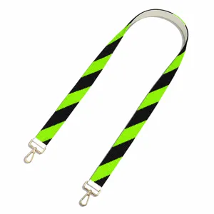 Neon green and black beaded bag strap with gold clasps, wide geometric replacement strap.