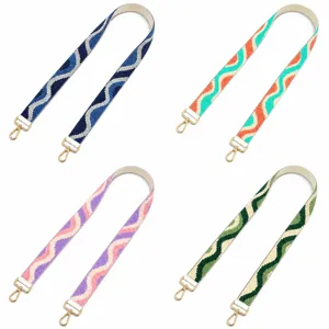 Correa de Bolso de Cuentas de Vidrio con Patrón de Ondas Geométricas Correa de Hombro Ancha Minimalista Con Ganchos de Metal Accesorios para Bolsos