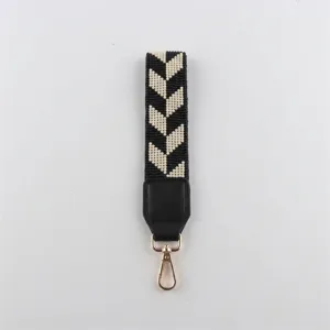 Gewebter Perlen Armband Schlüsselanhänger Glasperlen Telefonband Für Damen PU-Leder Gold Hummerverschluss Tasche Anhänger Geschenk