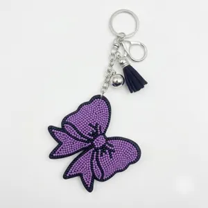 Handgefertigter Glasperlen Schleifen Schlüsselanhänger Mit Quaste Süßer Ins-Stil Schleife Taschenanhänger Modeschmuck Schlüsselanhänger Zubehör